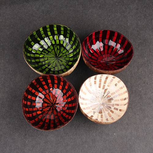Colourful Natural Coconut Shell Bowl Eco-friendly Handicraft Art Work Decorations