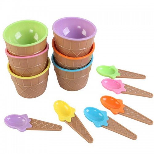 Children Ice Cream Bowl Spoon Set Durable Cream KIds Gifts Lovely Dessert Bowl