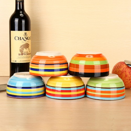 Colorful Rainbow Bowl Ceramic Rice Bowl Microwavable Soup Bowl