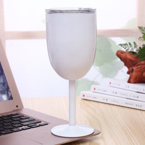 New Fashion Stainless Steel Vacuum Cup Red Wine Cocktail Goblet Creative Gift (White)
