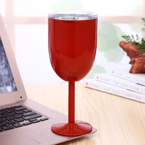 New Fashion Stainless Steel Vacuum Cup Red Wine Cocktail Goblet Creative Gift (Red)