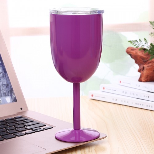 New Fashion Stainless Steel Vacuum Cup Red Wine Cocktail Goblet Creative Gift (Purple)