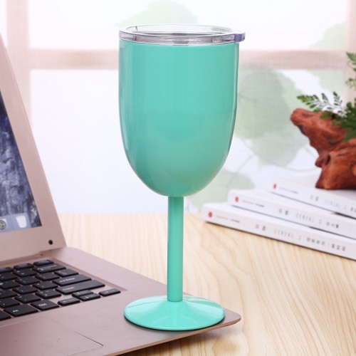 New Fashion Stainless Steel Vacuum Cup Red Wine Cocktail Goblet Creative Gift (Mint Green)