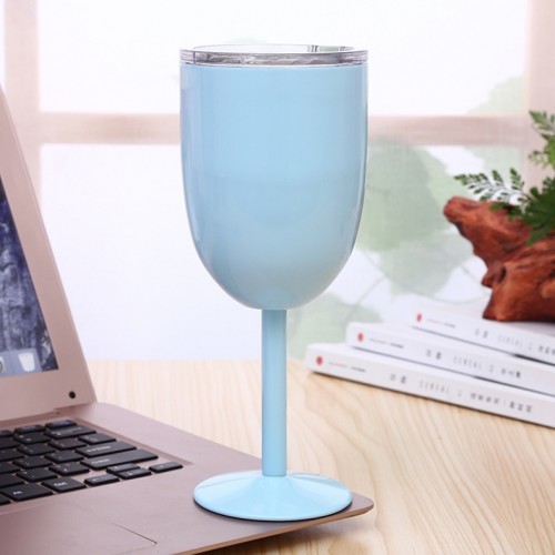 New Fashion Stainless Steel Vacuum Cup Red Wine Cocktail Goblet Creative Gift (Baby Blue)