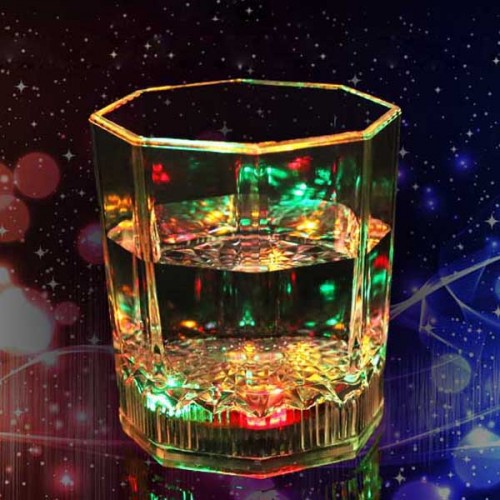 Inductive LED Wine Octagonal Cup Glass Bar Disco Whisky Beer Cup Colorful Night Light Cup
