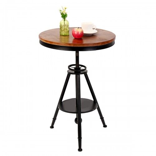 55cm Retro Round Dining Folding Table Lounge Bar Modern Metal Wooden Cafe Coffee Table